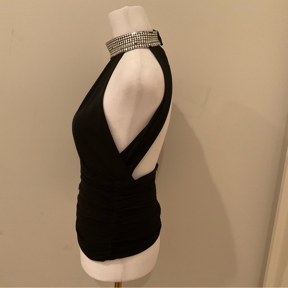 Cache Black Top with Rhinestone Detail - Picture 4 of 6